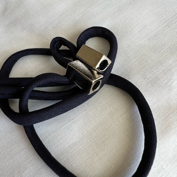 Navy Blue/Gray/White Striped Midi Dress with Unlined Bell Sleeves NWT Sz 10 - Picture 9 of 17